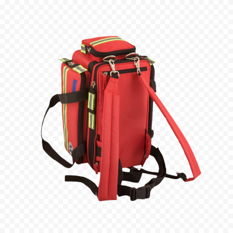 Back Side View Red Yellow Fluo Backpack First Aid