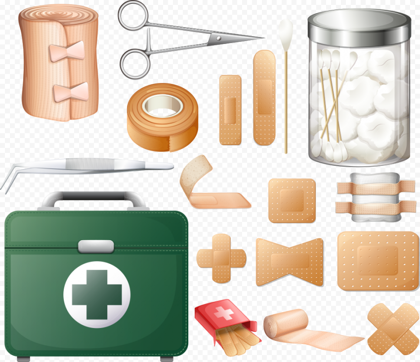 Illustration Set First Aid Items Emergency Icons
