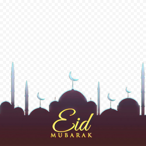Gold Text Eid Mubarak Purple Background Mosque