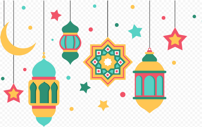 Flat Colorful Hanging Vector Ramadan Decoration