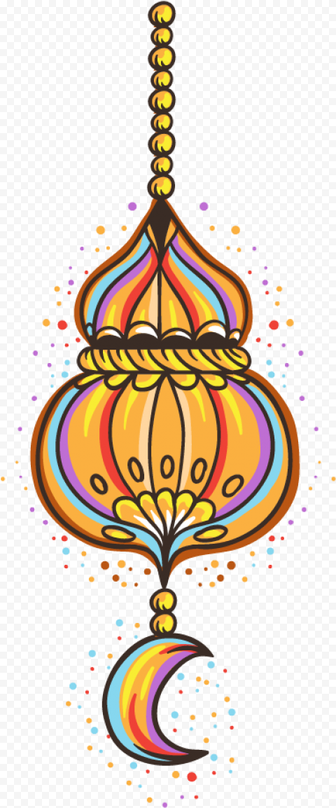 Beautiful Colorful Hanging Arabic Lantern Drawing