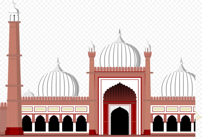 Eid Islam Masjid Mosque Cartoon Illustratio Vector