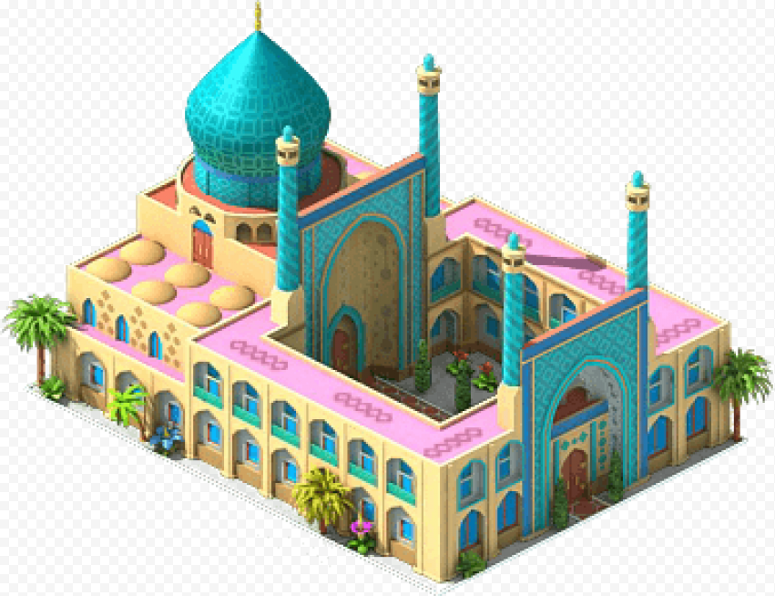 3D Masjid Isometric Arabic Illustration Icon