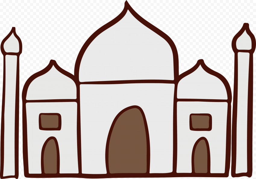 Drawing Cartoon Masjid Mosque Icon Illustration