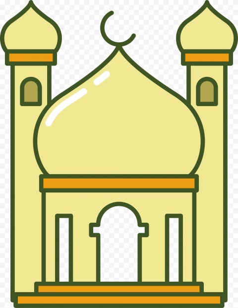 Yellow Cartoon Masjid Mosque Icon Illustration