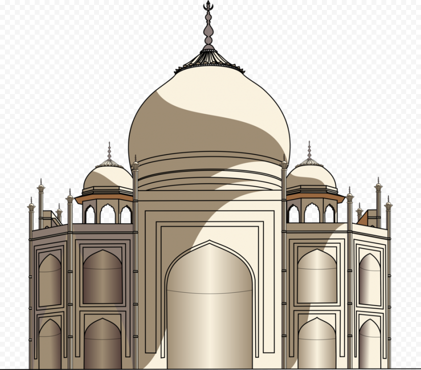 Taj Mahal Mosque Shape Vector Icon Illustration