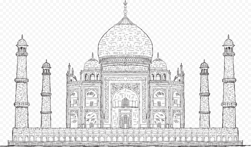 Drawing Sketch Pencil Taj Mahal Mosque Masjid
