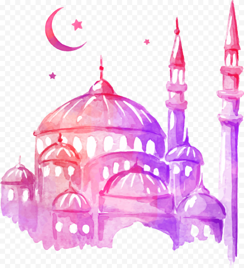 Mosque Watercolor Illustratio Ramadan Brush Stroke