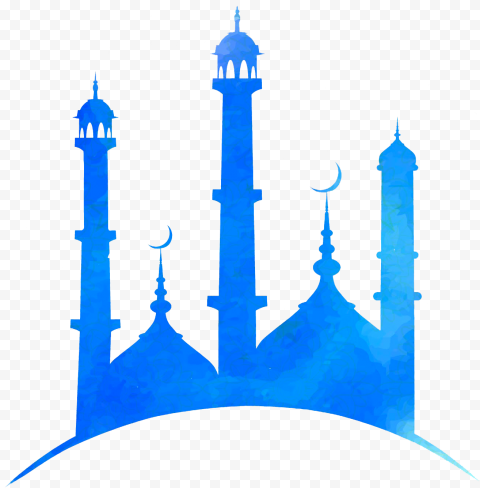 Mosque Blue Watercolor Shape Ramadan Illustration