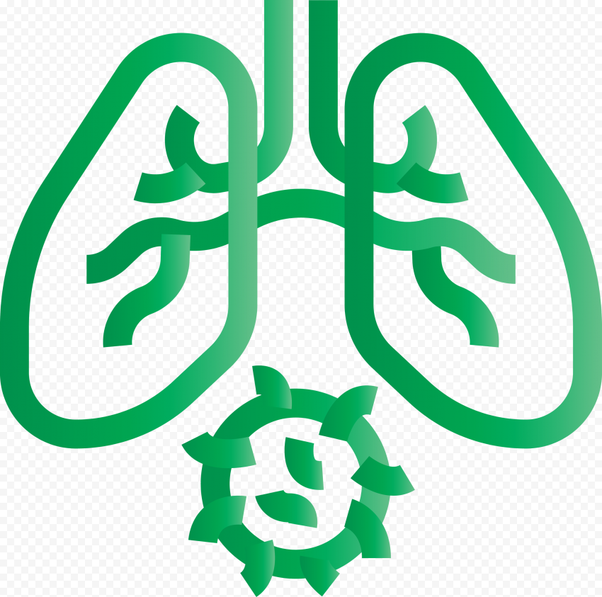 Green Lungs With Coronavirus Shape Icon Covid19