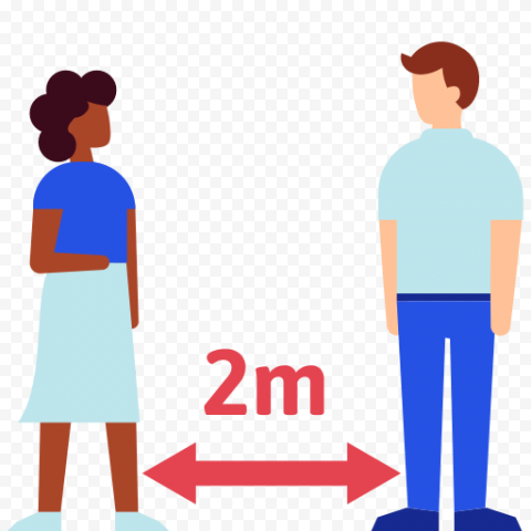 2M Social Distance Coronavirus Safety Cartoon Icon