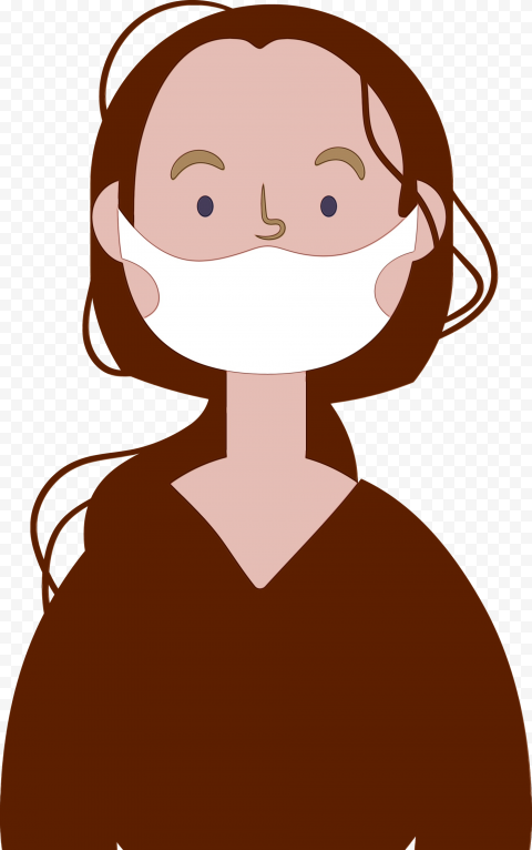 Cartoon Woman With Surgical Mask Safety Vector