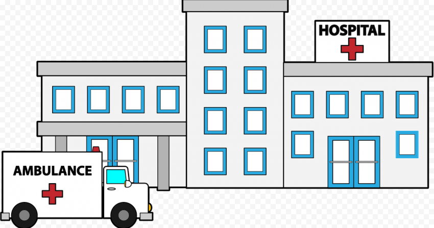 Cartoon Hospital Emergency Ambulance Clipart