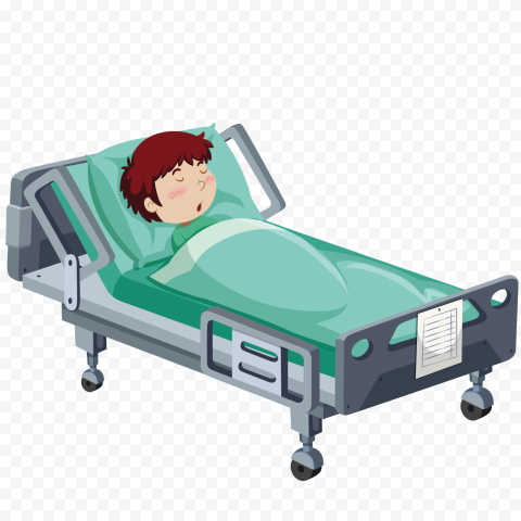 3D Cartoon Illustration Sick Boy Hospital Bed | Citypng