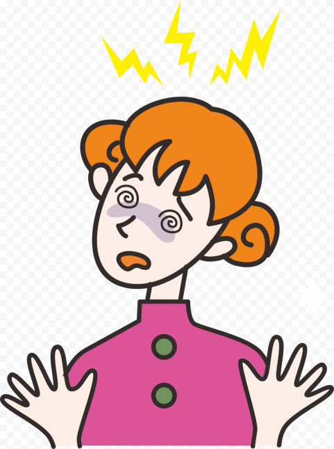 Cartoon Woman Girl Pain Feels Sick Headache