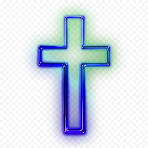 Blue Neon Christian Christianity Cross Bright
