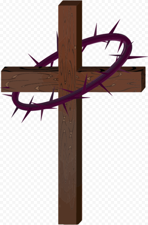 Cartoon Wooden Jesus Cross With Crown Of Thorns