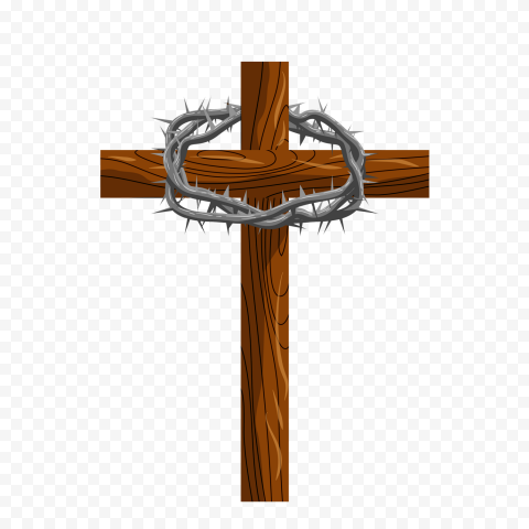 Wooden Cartoon Cross Christ Metal Crown Of Thorns