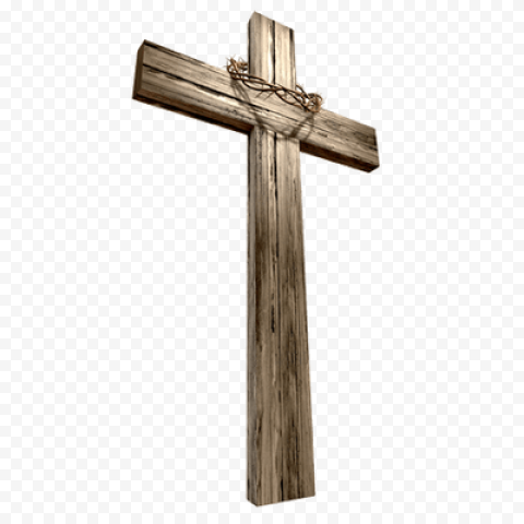 Old Rugged Wood Cross Christianity Crown Of Thorns