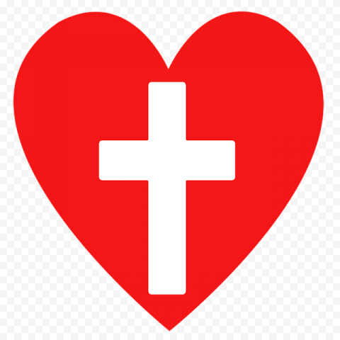 Sacred Holy Cross With Red Heart Love God Icon