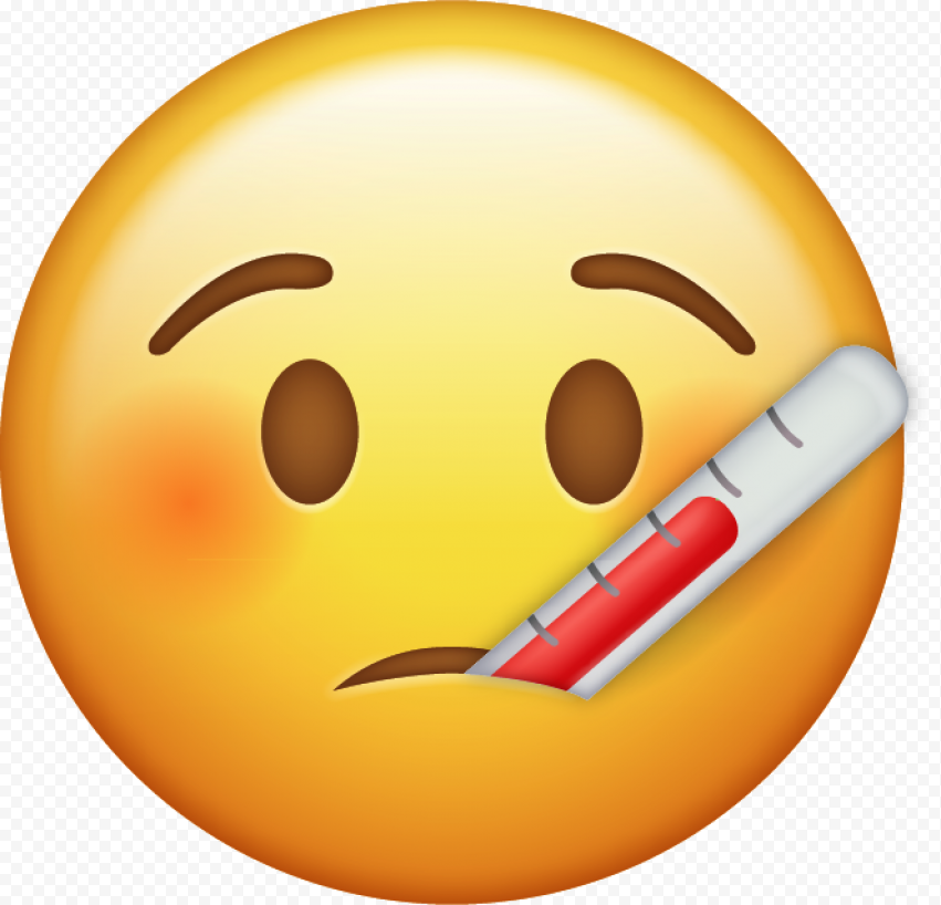 Yellow Emoticon Has Fever With Thermometer Mouth