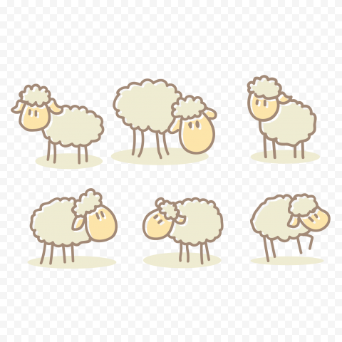 Cartoon Group Of Sheep Character Clipart