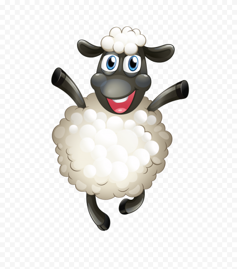 Happy Jumping Cartoon Sheep Illustration