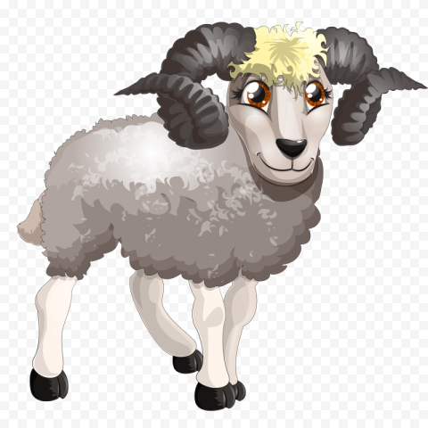 Clipart Cartoon Sheep With Horns Illustration