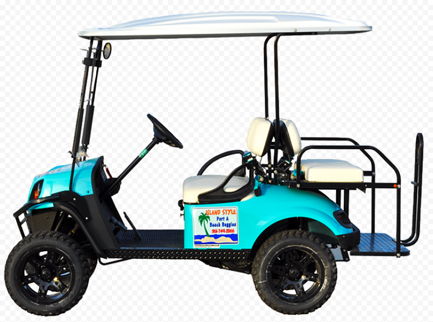 Turquoise Golf Buggy Cart Vehicle Side View