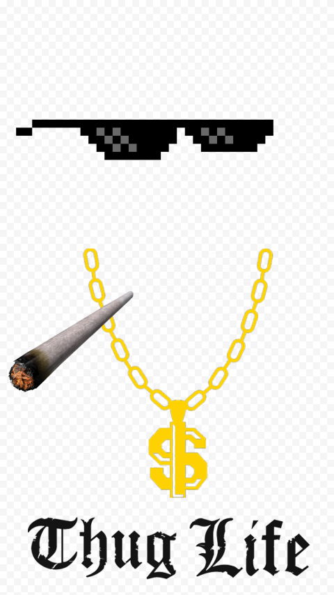 Sunglasses Thug Life Joint & Text Logo Gold Chain