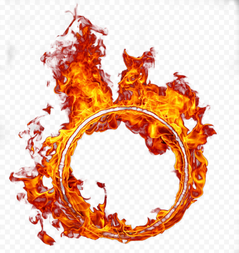 Round Circle Surrounded Fire Flame Outline Frame