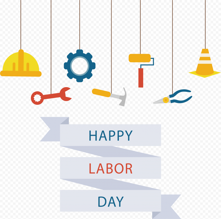 Flat Clipart Happy Labor Day Workers