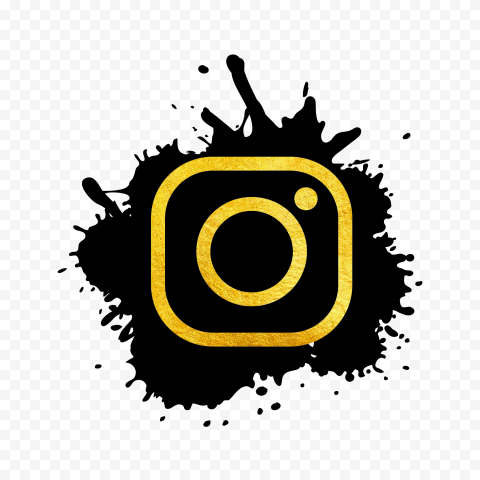 Golden Instagram Logo In Black Brush Stroke Icon