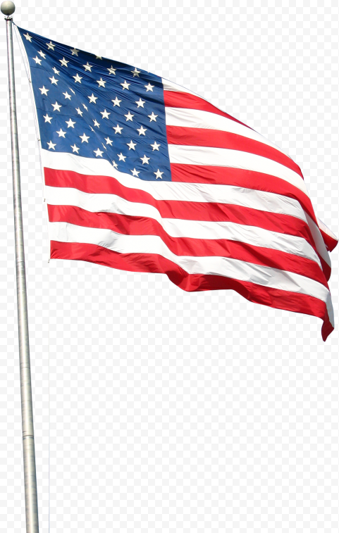 Realistic Waving USA American Flag On Pole