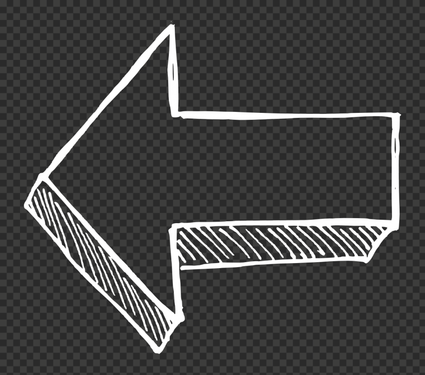 White Outline Drawing Arrow 3D Effect Point Left