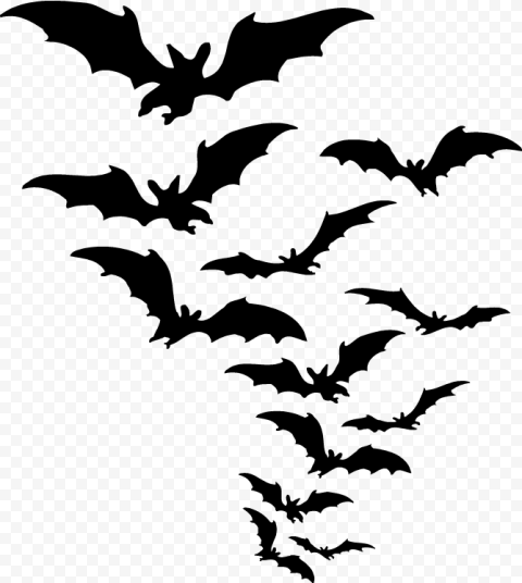 Group Of Black Bats Silhouettes Flying