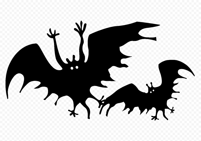 Two Black Halloween Bats Silhouette
