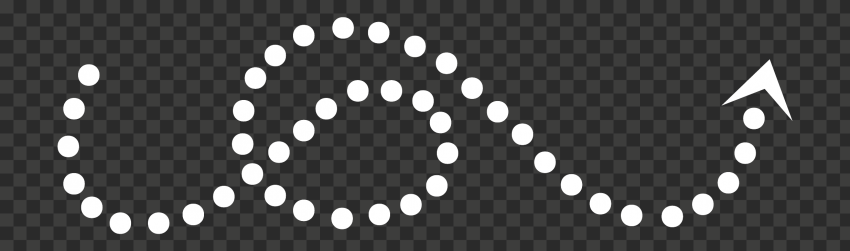White Curved Dotted Arrow Line Art Point Up