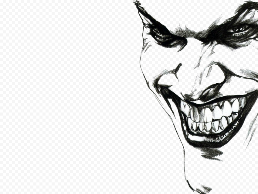 Joker Black Smiling Face Silhouette Sketch Drawing