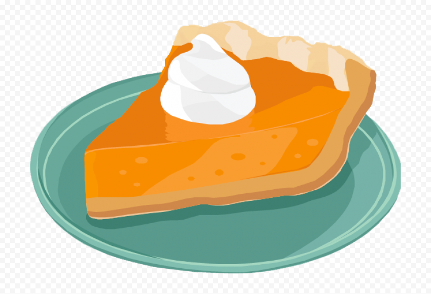 Cartoon One Piece Of Pumpkin Pie On Plate