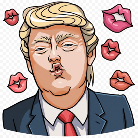 Donald Trump Cartoon Kiss Stickers