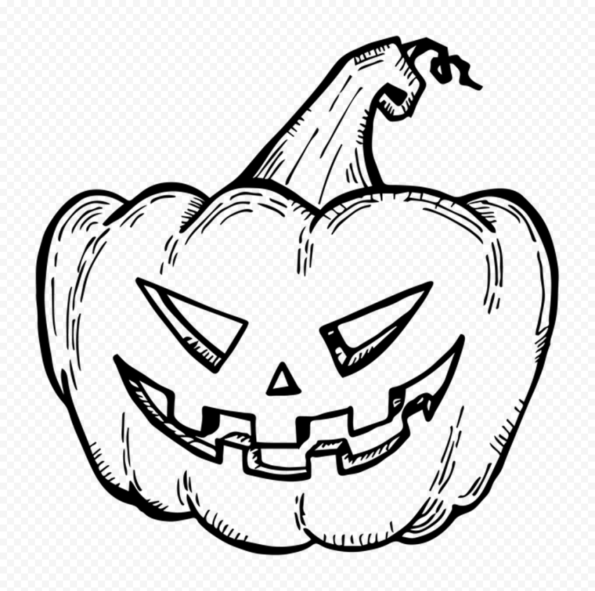 Halloween Hand Drawing Outline Pumpkin