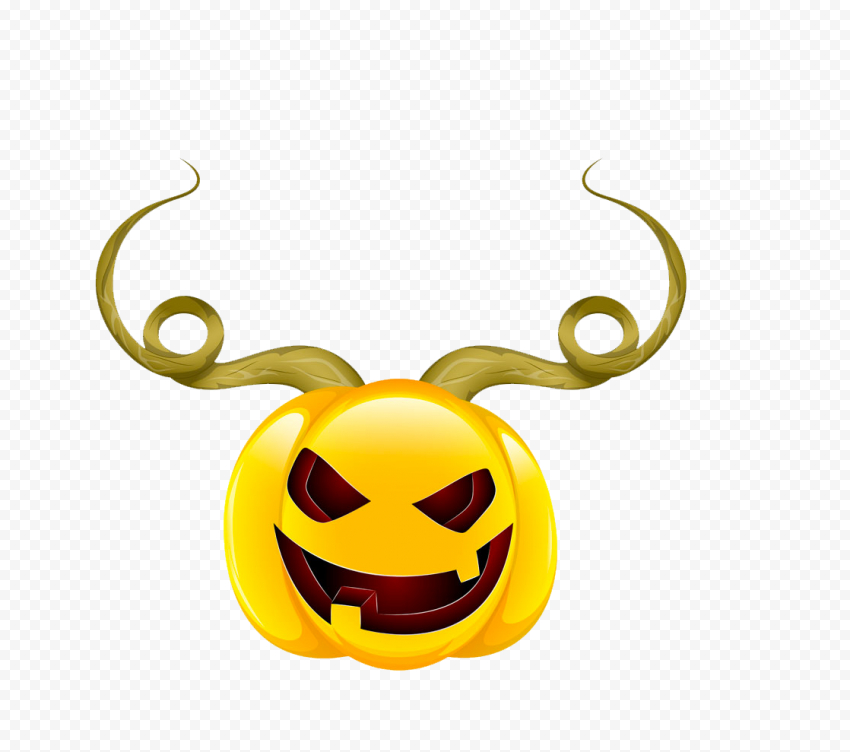 Halloween Pumpkin With Horns Cartoon Illustration