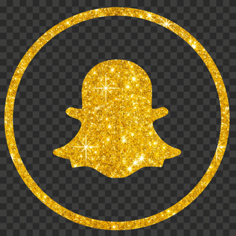 Yellow Gold Glitter Round Outline Snapchat Logo Icon PNG