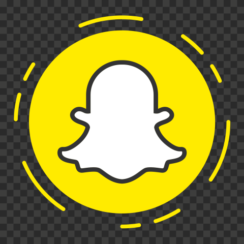 HD Snapchat Yellow Round Icon Dashed Border PNG Image
