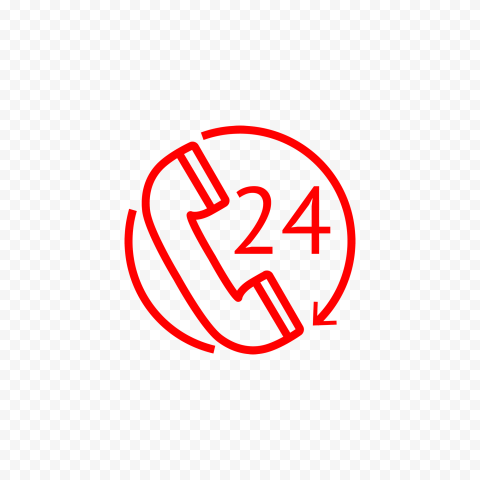 HD Red Round Circle Phone 24H Icon Transparent PNG