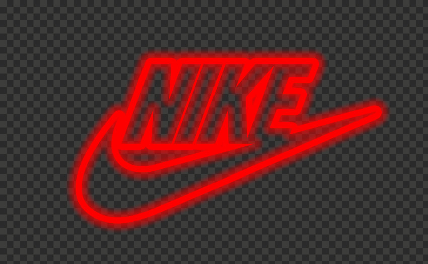 HD Nike Neon Red Outline Text Tick Logo PNG