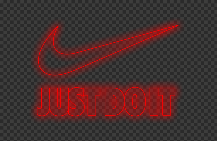HD Nike Just Do It Neon Red Outline With Tick Logo PNG