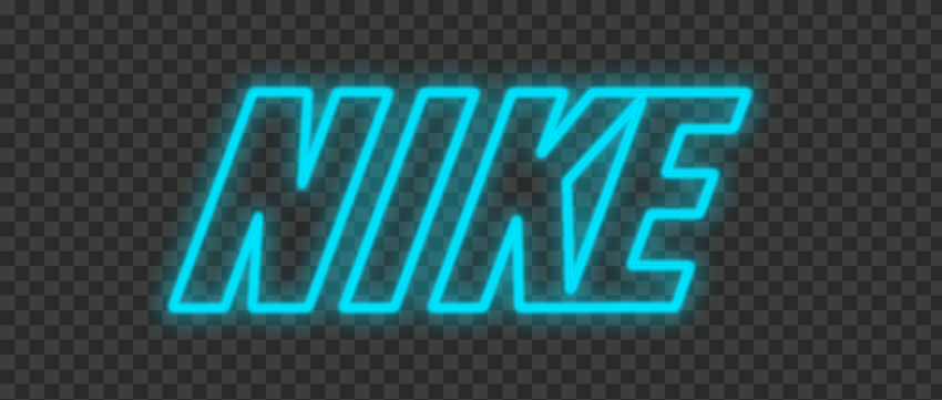 HD Blue Outline Neon Nike Text Logo PNG