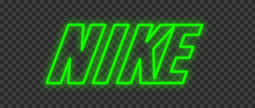HD Green Outline Neon Nike Text Logo PNG